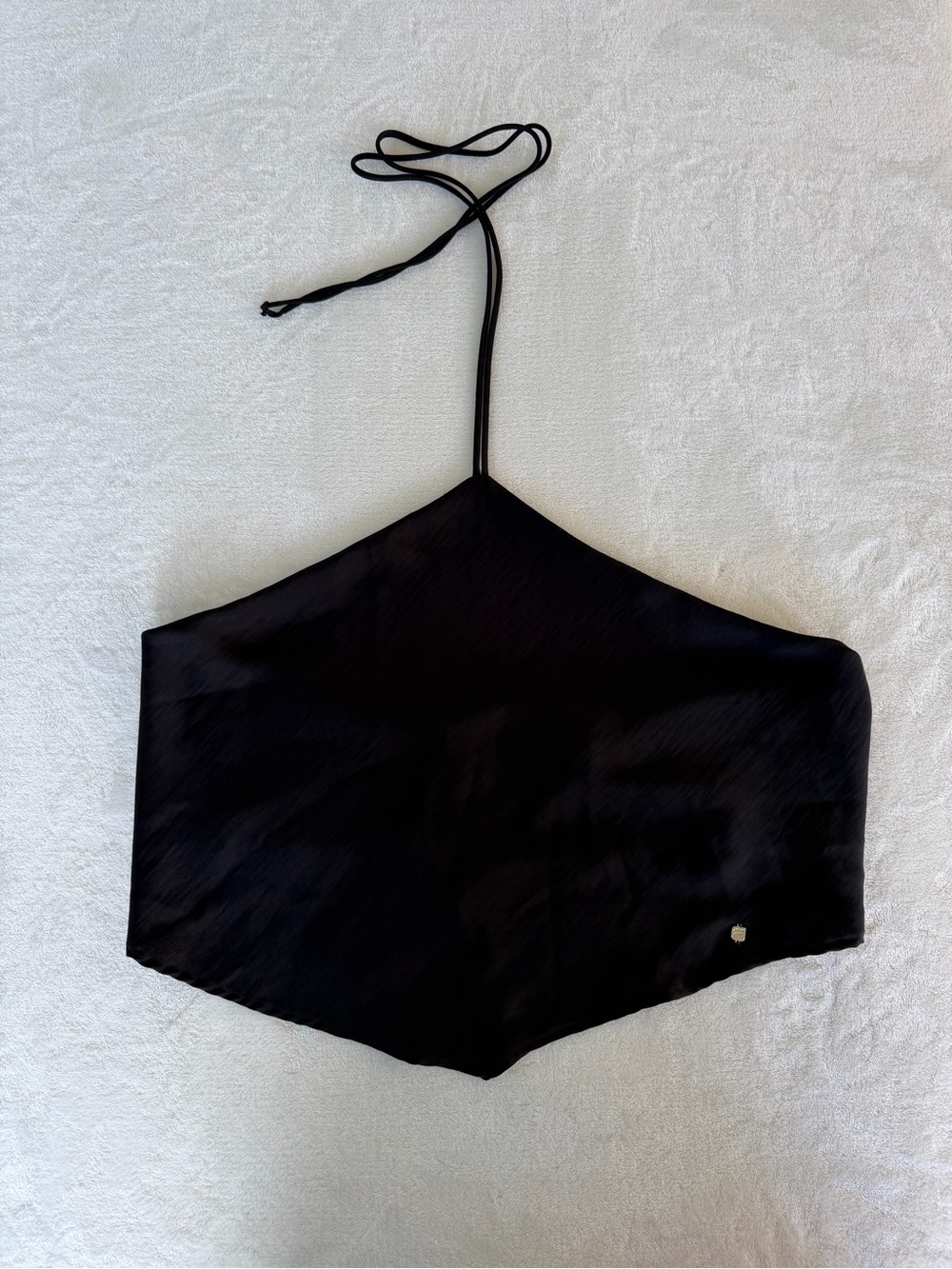 Fabletics Black Halter Satin Crop Top - Women